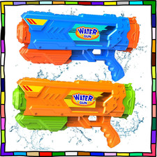 2pk Water Gun Toy Blaster Kids Adults Fast-Fill 35ft Range Pistol Summer Outdoor