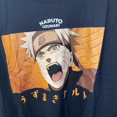 Naruto Men s Tee Shirts 2 Pack Set, Uzumaki Naruto Anime Graphic SIZE XL Black