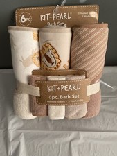 Kit  Pearl Babies 6pc Bath Set 3 Hooded Towels 3 Washclothes NEW