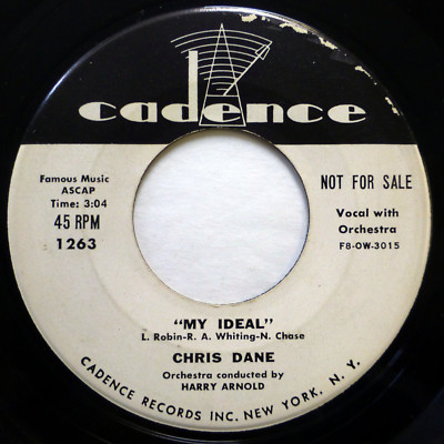 CHRIS DANE 45 Vinyl Single 7'' 45RPM Promo 1955 Cadence Pop Jazz-Pop Vocals