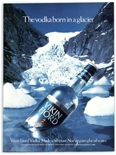 1986 Vikin Fjord Vodka Print Ad, Born In A Glacier Norway Pure Norwegian Water
