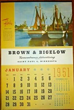 1951 Brown & Bigelow venditore campione USA calendario pubblicitario 24" X16" -12 pagine