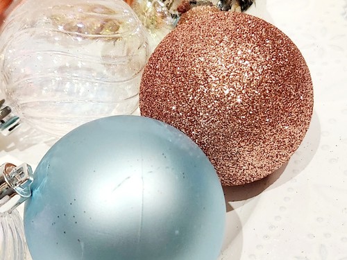 10pc Coastal Beach Pastel Blue Peach Gold Glitter Christmas Ornaments 2.5" - Picture 5 of 9