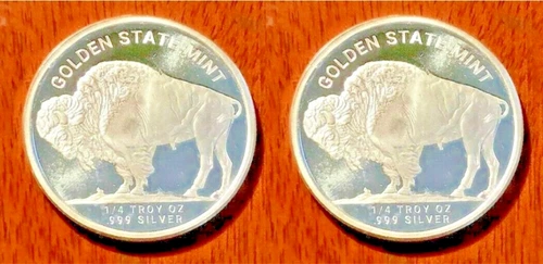 (2) -American Buffalo-Indian 1/4 oz Silver BU