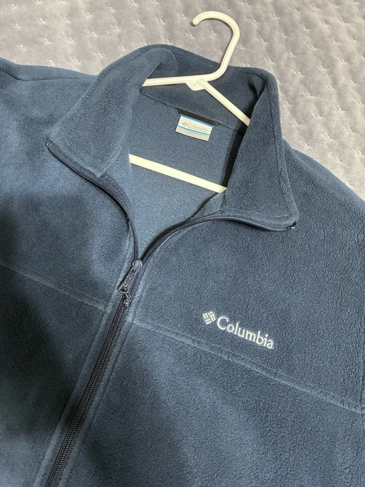 Columbia Jacket Mens Extra Large Navy Full Zip Fleece Zip Pockets Warm
