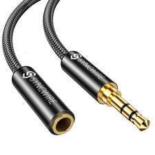 Headphone Extension Cable - 6FT Hi-Fi Sound Gold Plated Jack Trs Nylon-Braid