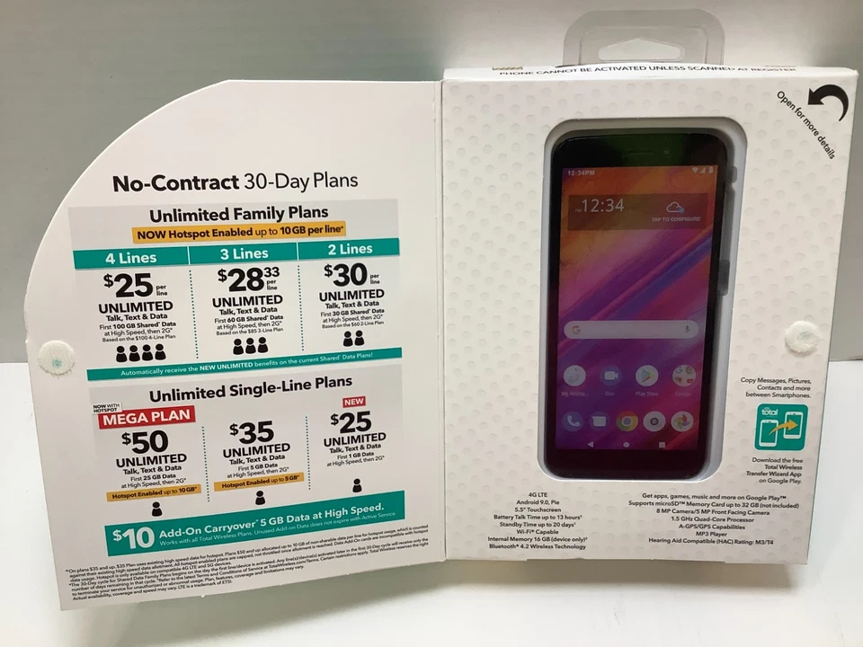 Total Wireless Blu View 1 4G LTE Prepaid Smartphone Black 16GB, Network Locked - Image 2 of 4