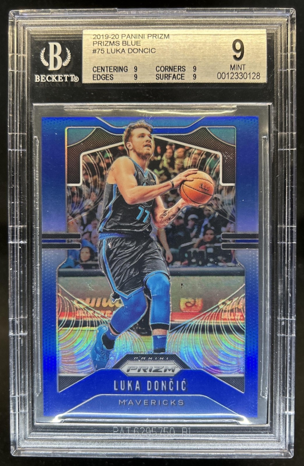 2019-20 Panini Prizm Luka Doncic Prizm Blue #/199 Mavericks BGS 9