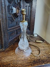 Vintage Stuart Crystal And Brass Staftesbury Table Lamp 12" Inches Tall
