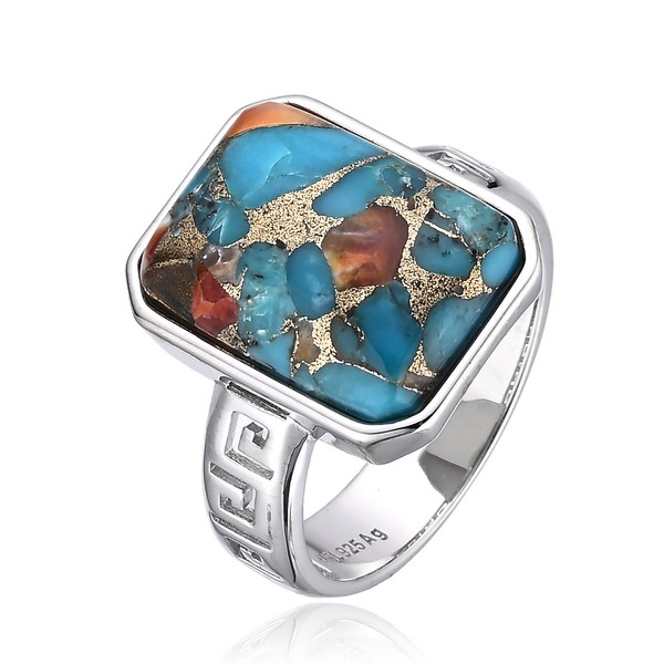 Cavill Ring 925 Sterling Silber Mohave TüRkis Perlmutt 6,08Ct Damen-image