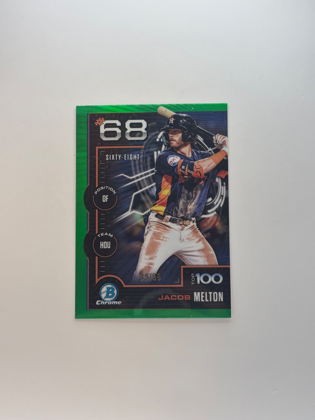 2025 Bowman #BTP-68 Jacob Melton Bowman Scouts Top 100 Green Refractor #/99
