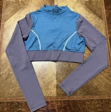 Tiger Friday Blue/Navy Dancewear Cropped Long Sleeve Top S