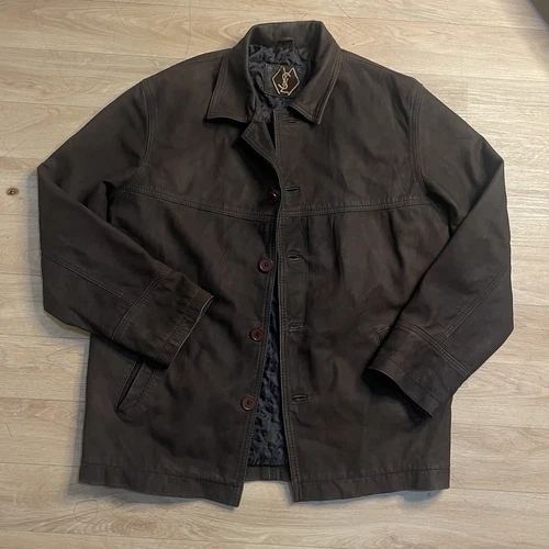 SAINT LAURENT (YSL) Yves Saint Laurent YSL pelle INVERNO giacca cappotto soprabito uomo marrone taglia M