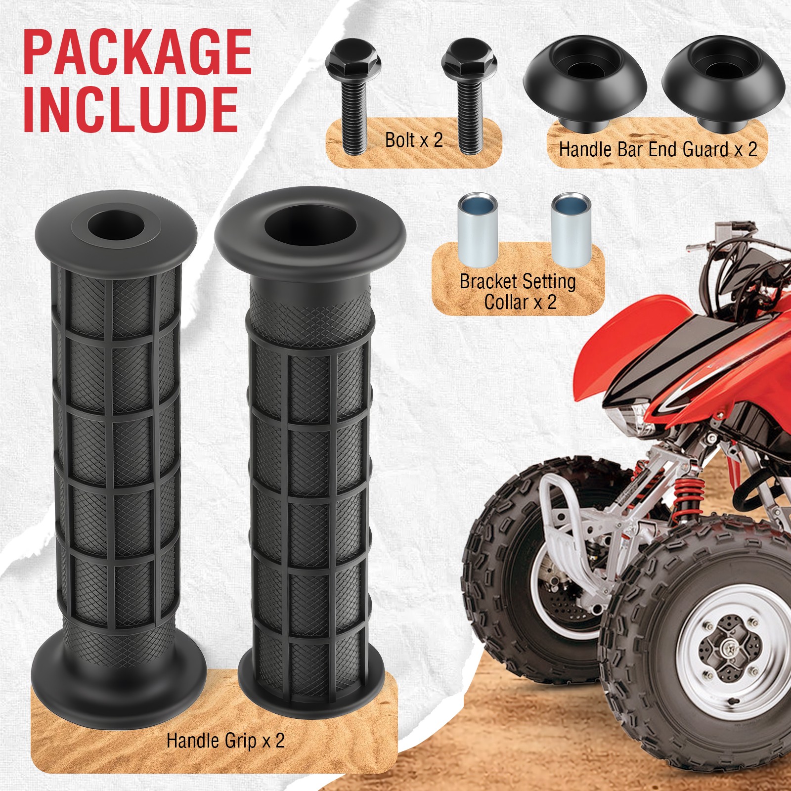 Handle Grip w/Handle Bar End Guard Screw for Honda Big Red 200 250 ATC200 ATC250