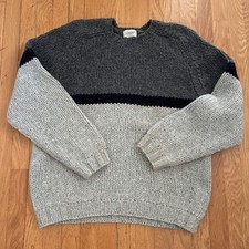 J. Crew Mans 100 Wool Vintage Fisherman  s Cable Knit Sweater Size L