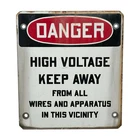VINTAGE DANGER HIGH VOLTAGE KEEP AWAY PORCELAIN SIGN 10.5" x 12"