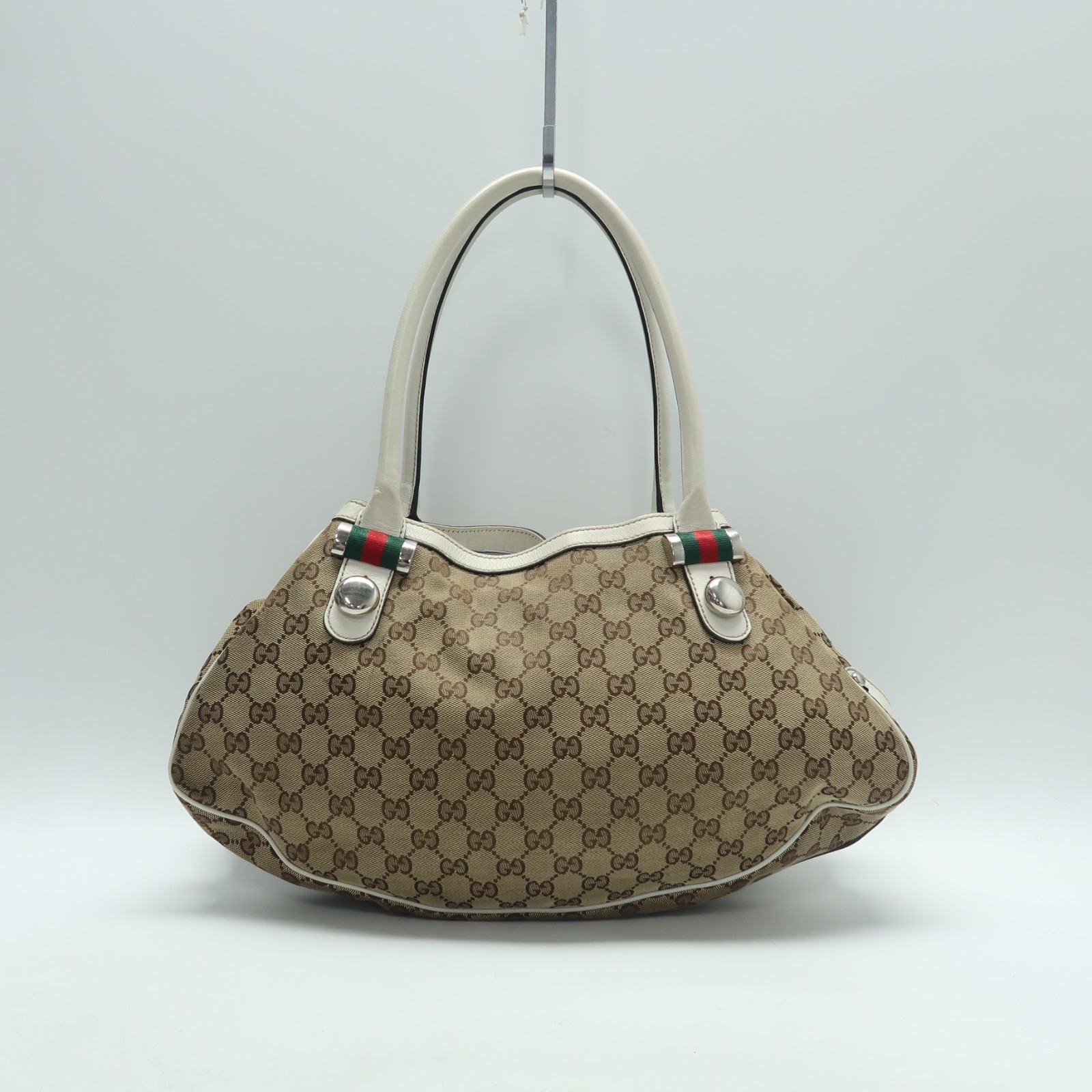 Gucci Brown White Canvas Shoulder Bag T10252733