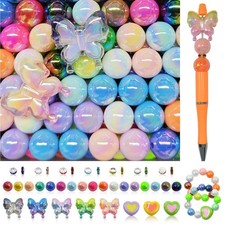 254 Pieces Beads for Pens - 16MM Acrylic Loose Bead Bulk Set - Beads Kit for ...