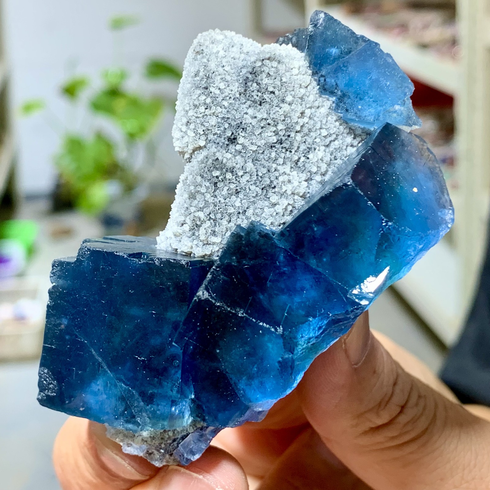 160G Transparent Blue-Green Cubic Fluorite Crystal Specimen from China