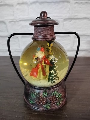 Vintage Musical Christmas Santa & Cardinal Snowglobe, Large 7.5'' Tall