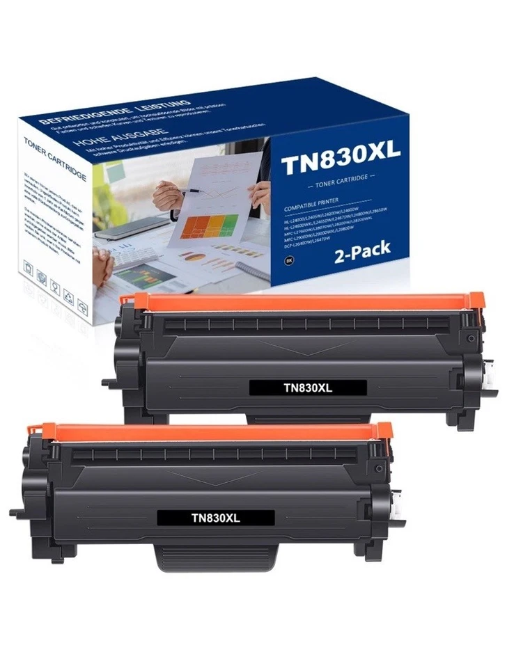 2PK TN830XL Toner Compatible for Brother TN830 XL DCP-L2647DW HL-L2405W L2460DW - Image 4 of 4