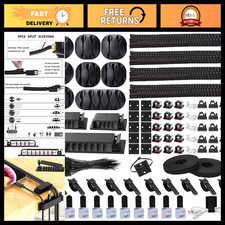 192 PCS Cable Management Kit - 4 Wire Organizer Sleeves, Ties Clips for Neat S