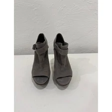 Camilla Skovgaard Suede High-Vamp Platform Sandals Buckle Straps Stone Size 37.5