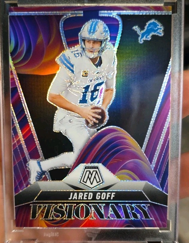 2025-26 Mosaic Jared Goff Visionary SSP Case Hit