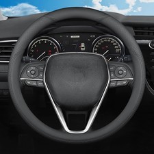 Black Leather Steering Wheel Cover For 2026 Toyota Camry Corolla 14.5-15 Inch
