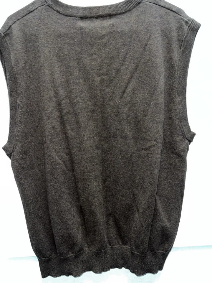 Oscar de la Renta Hombres Suéter Chaleco Talla XL Marrón Algodón Academia Preppy Diseñador Foto 2 de 2