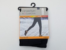 ClimateRight by Cuddl Duds Women's XS Plush Warmth Leggings Base Layer Black NEW