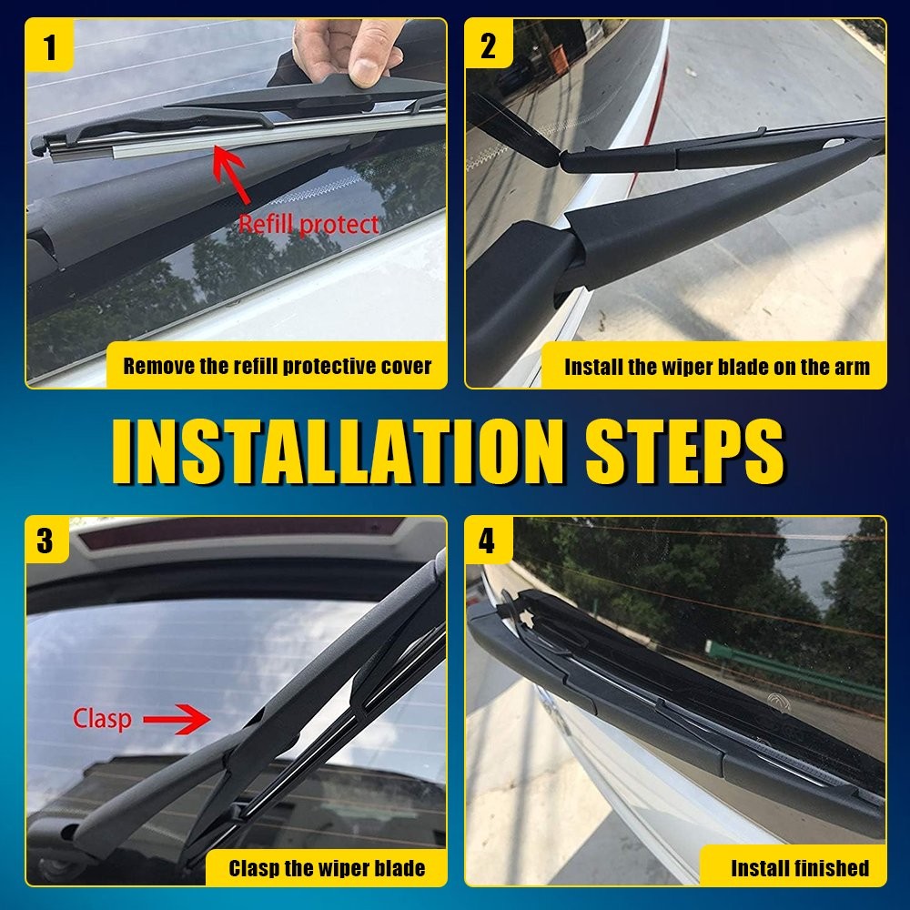 Rear Windshield Wiper Arm & Blade Assembly Rubber Black For 2019
