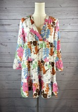 Boho Floral Summer Dress Women Small Multicolor Tiered V Neck Flowy Lightweight