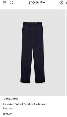 Women Joseph Trousers Black Wool 40 / L / 48