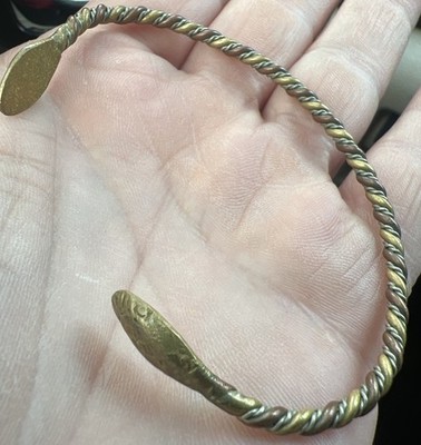 Vintage Mexico mixed Metals Twisted Cuff With Snake Head Cuff Bracelet 