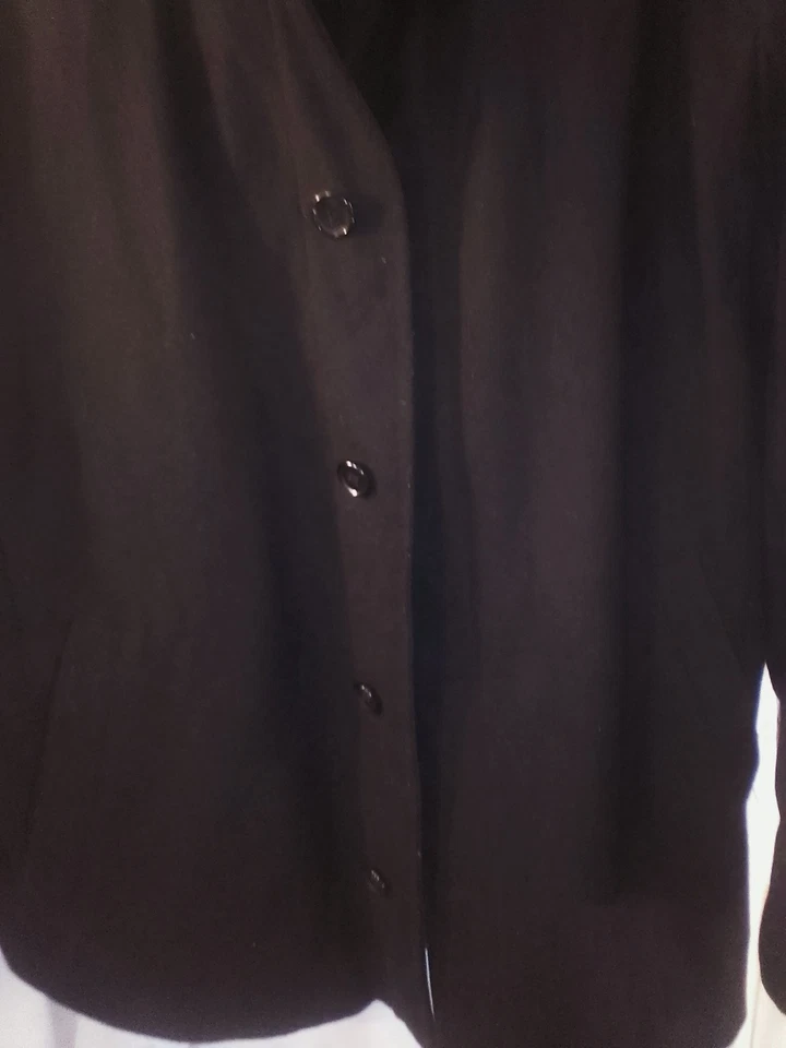 Chaqueta Towne By London Fog Peacoat Hombres XLG Negra Lana Doble Pecho Cremallera N Botón Foto 4 de 4