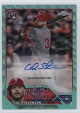 2023 Topps Chrome Update Aqua Wave Refractor 142/199 Cal Stevenson Auto 1ar2