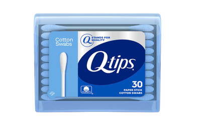 Q-tips Cotton Swabs Travel Pack 30 Ct Portable Blue Case