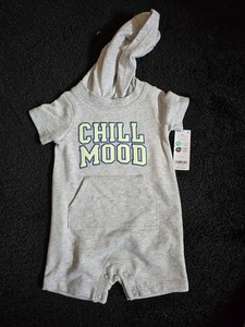 Boys Carter's NWT gray Chill Mood hooded romper size 6 months