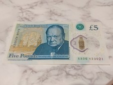 AA06 Early Serial Number New Polymer £5 Five Pound Note Circulated VGC
