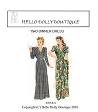 4308 Evening Gown 1940's Fashion Doll Pattern You choose your size