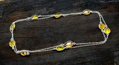 Yellow Citrine Gemstone Handmade 925 Sterling Silver Jewelry Necklace Sz 36''