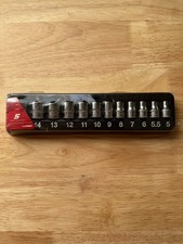 Snap On 12 Pc 1/4” Drive 6 Point Metric Flank Shallow Socket 5-15 Mm 112TMMY