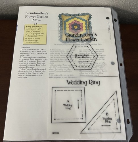 Lot Of 2 Quilt Pattern Sample Cards Wedding Ring And Grandmother’s Flower Garden - Picture 9 of 9