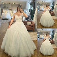 Glitter Wedding Dresses Off Shoulder A Line V Neck White Beach Boho Bridal Gowns