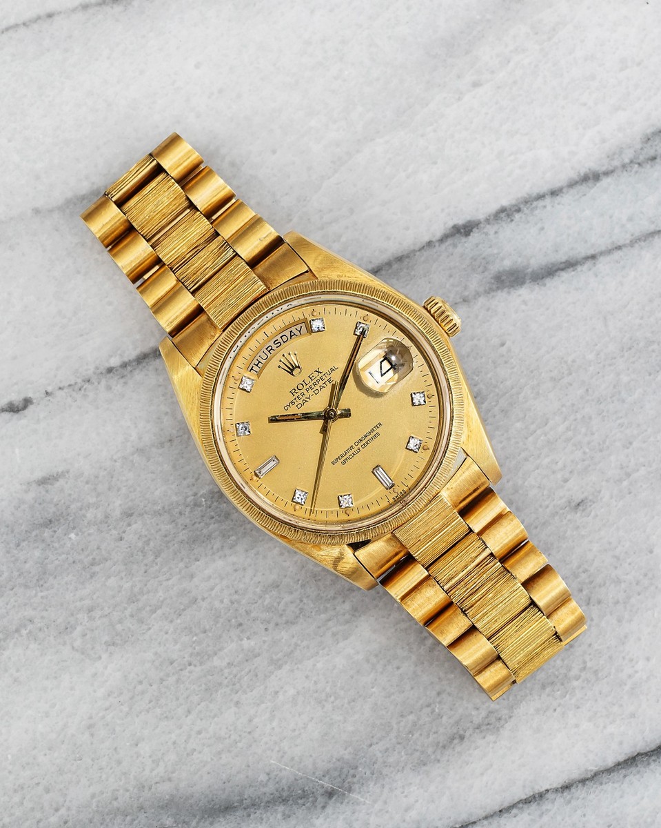 Vintage Rolex Day Date Ref 18078 1980s Lemon Diamond Dial 36mm 18K