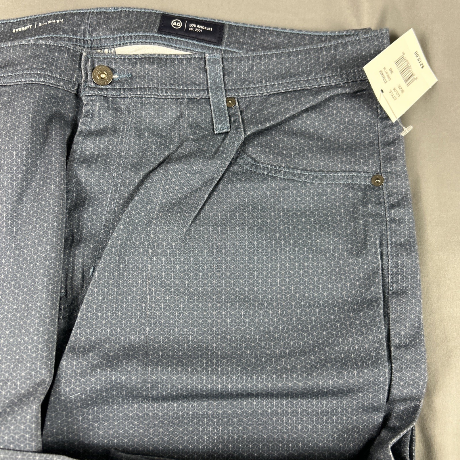 AG Jeans Everett Slim Straight 38 x 34 Blue Multi Cotton NWT MSRP $235