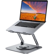 Laptop Stand for Desk, Adjustable Computer Stand with 360  Rotating Base, Grey