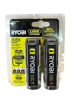 #ad RYOBI USB Lithium 3 Ah Rechargeable Batteries 2 Pack Model FVB203 $44.95
