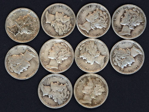 FIVE 90% SILVER MERCURY DIMES ~ BUY ONE SET OR MORE